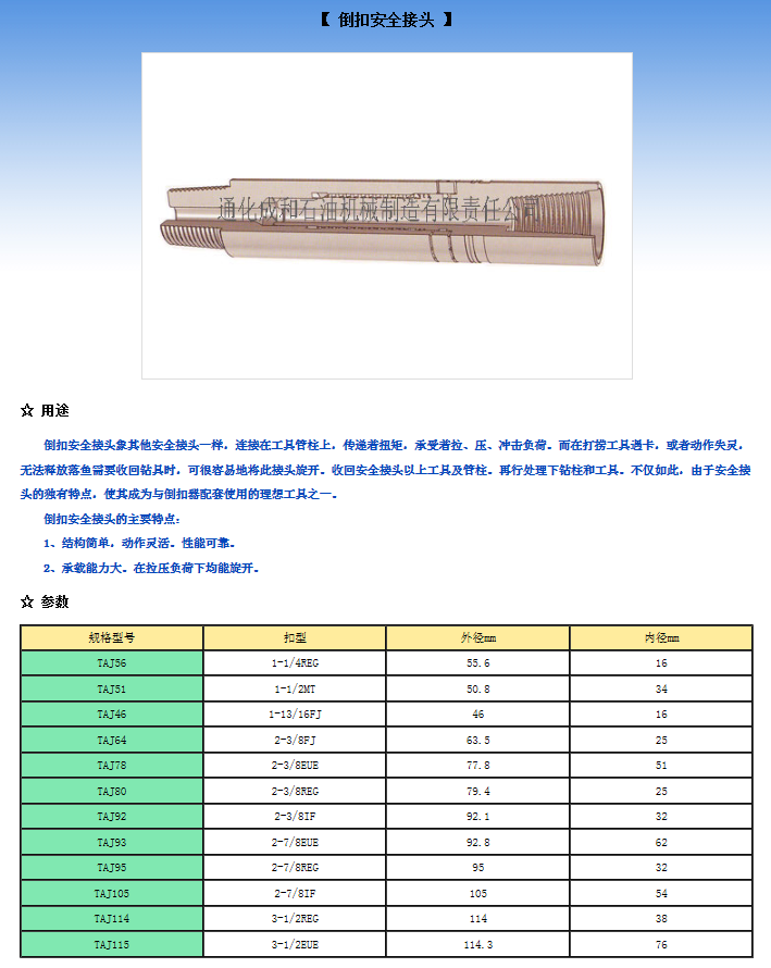 倒扣安全接頭